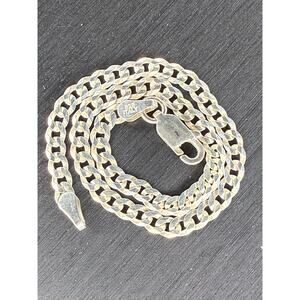 Solid 925 Italian Sterling Silver Cuban Link Bracelet 7” Long 3mm Wide